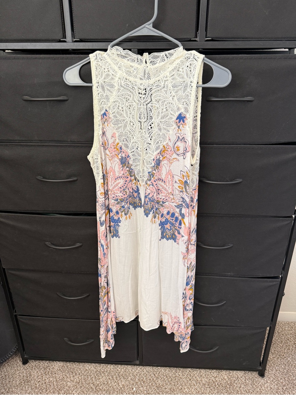 Free People Ivory Lace Yoke Floral Dress